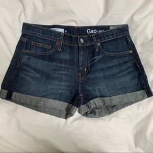 GAP dark wash girlfriend denim shorts